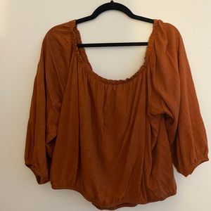 burnt orange cropped peplum Blouse